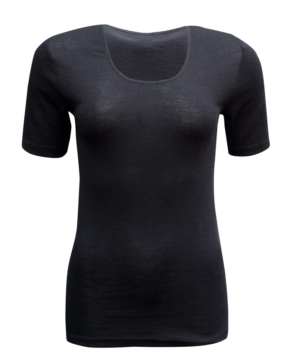Cosilana Women's Black Short Sleeve Vest 70% Wool (Merino, Controlled Organic Cultivation), 30% Silk, 10 Uk/12 Uk