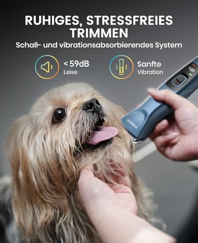 Oneisall Hundeschermaschine profi 1 Akkus, 2-Gang Schermaschine Hund Katze, Hundetrimmer Leise für Dickes, Langes und Lockiges Tierhaare, mit Karbonstahl-Klingenkamm