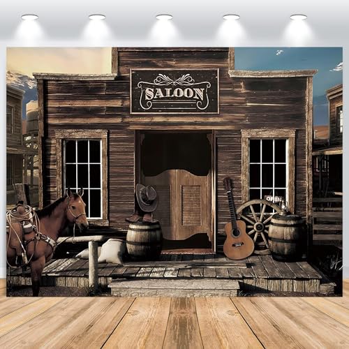 ASDCXZ Telón de Fondo de Vaquero Occidental 3x2,5 m, Granero de Madera del Salvaje Oeste SALÓN Caballo Rodeo Fondo de fotografía de Vinilo para decoración de Fiesta Occidental Accesorios de Estudio