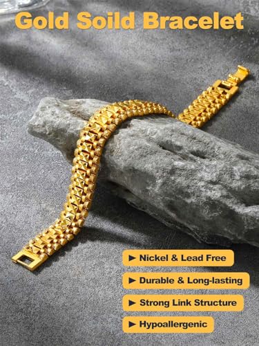 U7 Jewelry 12Mm Wide Wrist Chain 18K Yellow Gold Plated Men Women'S Bracelet thumb #4