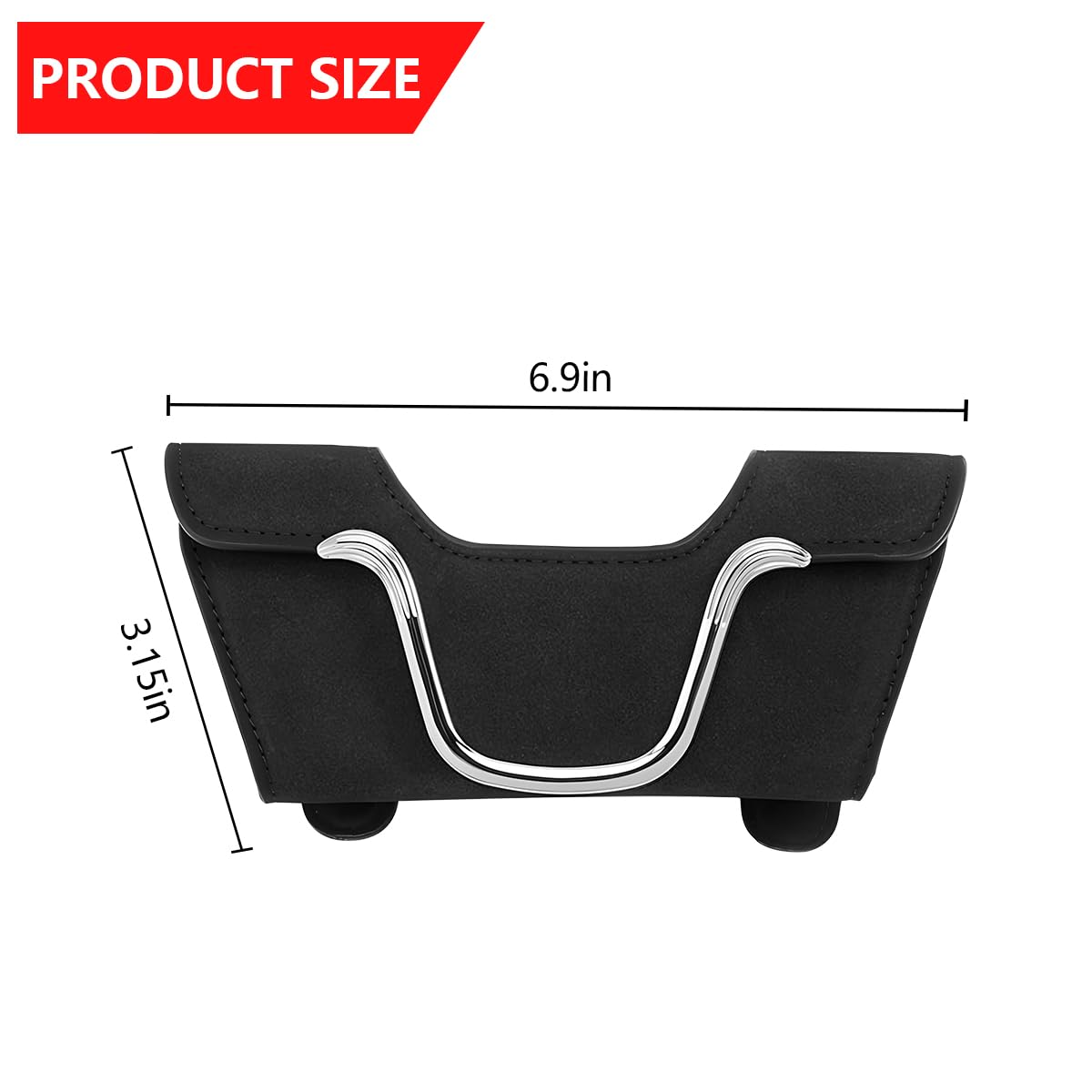 KHGUZ Sunglasses Holder for Car Sun Visor, Magnetic Leather Vehicle Eyeglasses Storage Case with Clip, Auto Interior Glasses Hanger Frame Accessories, Universal for SUV, Truck, RV?Black?