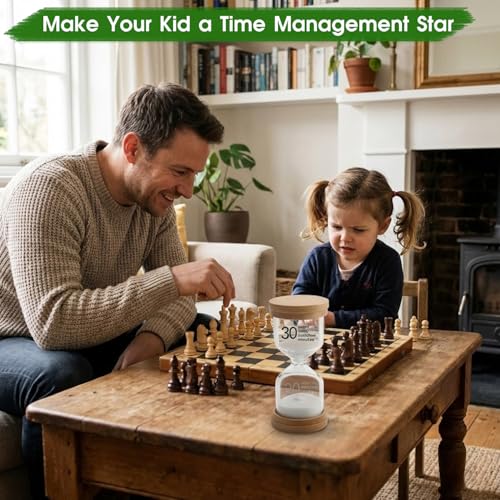 Image of 30 Minute Wooden Sand Timer,White Sand Hourglass for Productivity, Focus, Meditation & Home Decor,30 Min Reloj de Arena Sand Clock for Kitchen, Office, Classroom, Yoga & Games