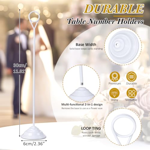 Image of 12 Pcs Table Number Holders White 12 Inch Metal Weighted Stands