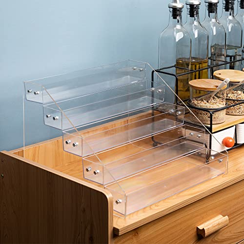Kihor Acrylic Spice Rack, Tiered Spice Rack Shelf Seasoning Organizer for Countertop, Cabinet, Pantry, Kitchen Storage - 5 Tier, 2PCS by Kihor - Image 5