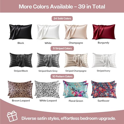 Image of MR&HM Satin Pillowcase for Hair and Skin, Silk Satin Pillowcase 2 Pack, King Size Pillow Cases Set of 2, Silky Pillow Cover with Envelope Closure (20x36, Rose Taupe)