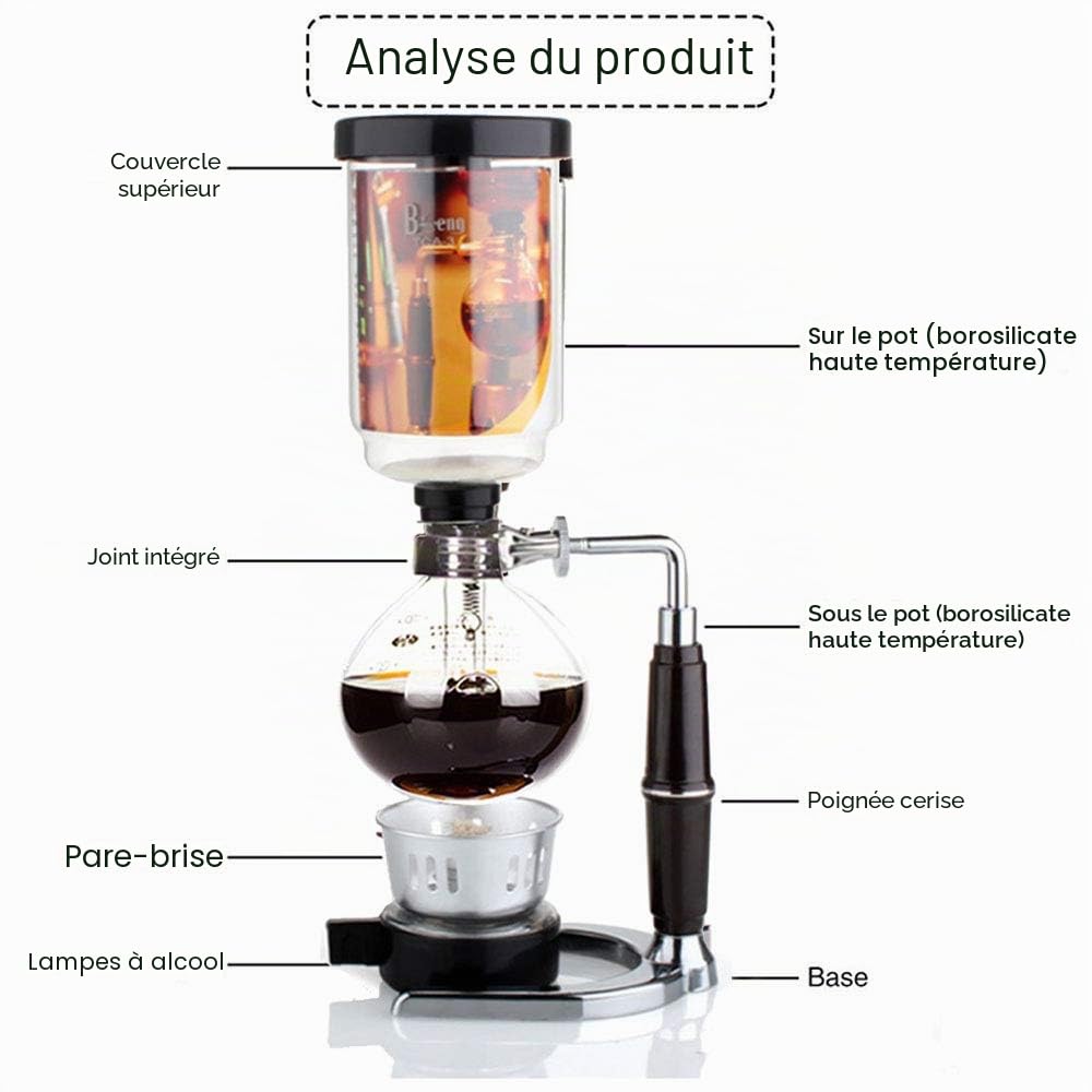 Siphon Cafetière à siphon en verre de style japonais 1 à 3 tasses