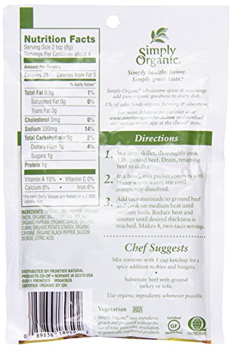 Simply Organic Spicy Taco Seasoning, Certified Organic, Gluten-Free | 1.13 Oz (Pack Of 3) #TOP1