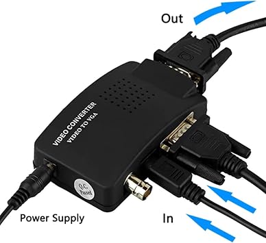 S-video Bnc'den VGA Dönüştürücü Adaptör Dijital Switcher PC TV Kamera DVD DVR Çevirici Dönüştürücü Siyah, DerwellBnccVga1x