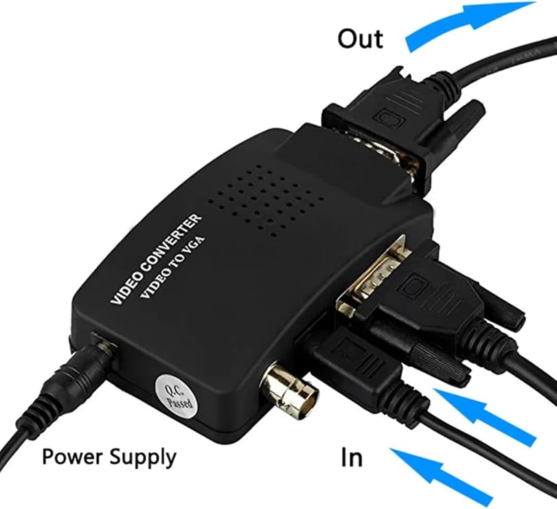 S-video Bnc'den VGA Dönüştürücü Adaptör Dijital Switcher PC TV Kamera DVD DVR Çevirici Dönüştürücü Siyah, DerwellBnccVga1x
