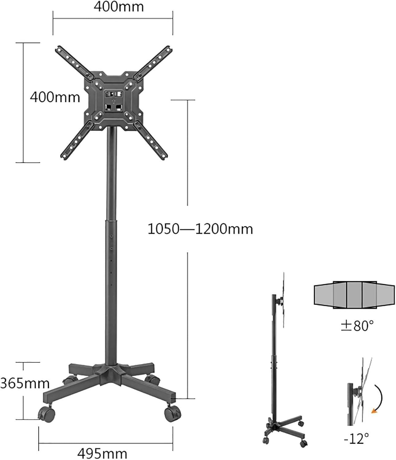 Adjustable TV Stand for 17-50 Inch TVs & Monitors - Height Adjustable, Portable & Easy to Assemble, Durable & Modern Design for Home & Office Use, Perfect TV Mount Solution
