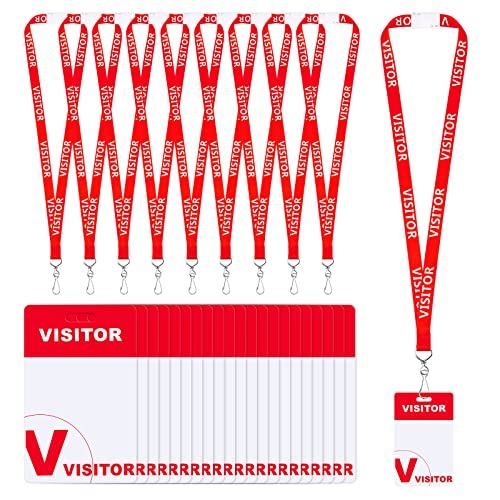 Badge nominatif d'invité en plastique résistant et tour de cou rouge de rechange