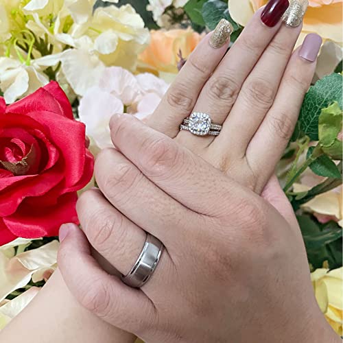 CEJUG 18k Gold Wedding Ring Sets for Him and Her Womens Mens Titanium Stainless Steel Rings Bands 1.5Ct Cz White Couple Rings2