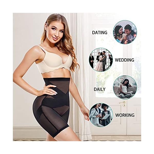 MERYOSZ-Tummy-Control-Shapewear-for-Women-High-Waist-Waist-Trainer-Shaper-Slip-Shorts-Butt-Lifter-Thigh-Slimmer-Panties MERYOSZ Tummy Control Shapewear for Women Seamless High Waist Trainer Shaper Slip Shorts Butt Lifter Thigh Slimmer Panties (Black, L)