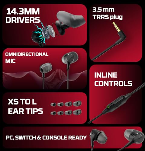 Image of HyperX Cloud Earbuds III - Wired Earbuds, PC; Nintendo Switch; Console Controller, Dynamic; 14.3 mm Driver, Silicone Ear Tips, Black, (BN7R9AA)