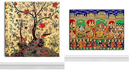 Tamatina Kalamkari Tree Of Life + Royal Durbar Paintings (Set Of 2)