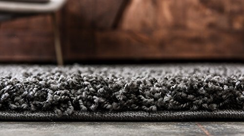Miniatura 19 de Unique Loom Solo Solid Shag Collection 3126205 - Alfombra Moderna De Felpa Gris Grafito 155 X 245