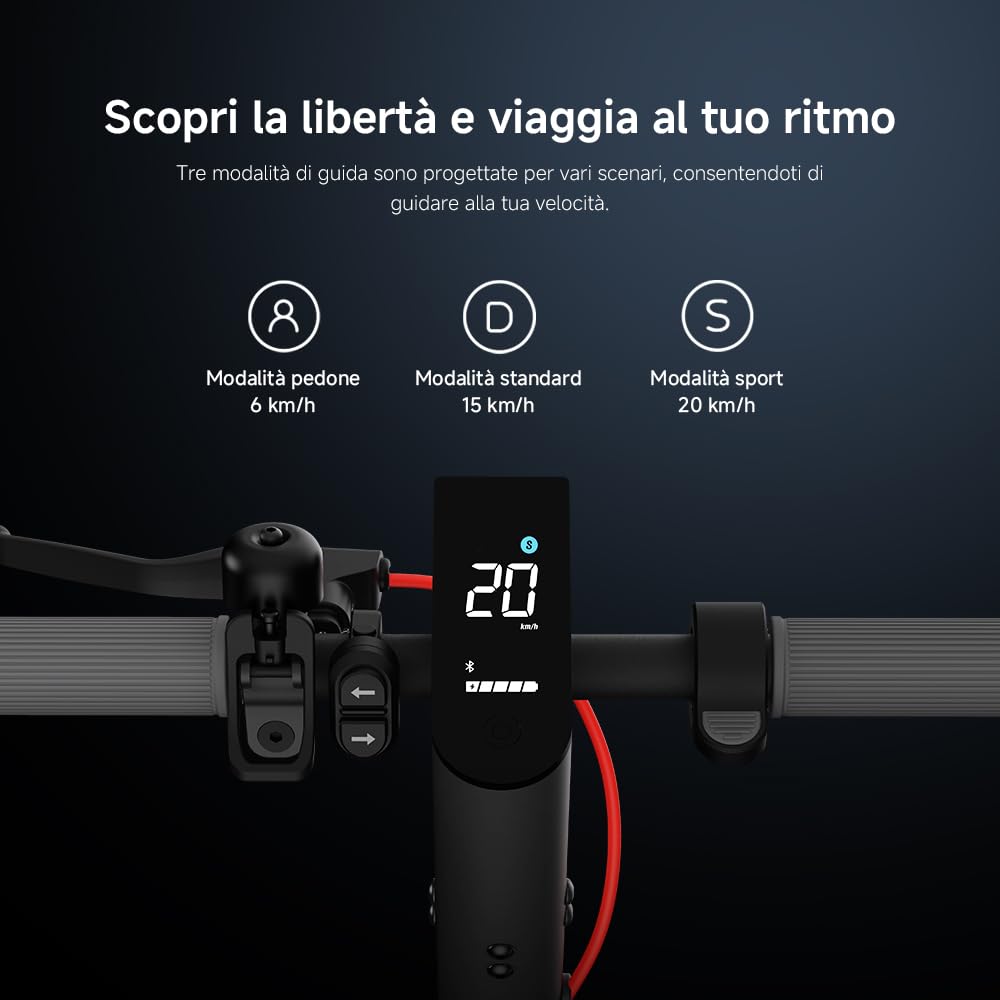 Xiaomi Electric Scooter 4 Lite (2a Gen), Design aerodinamico, Pneumatici 10", Autonomia 25km, Max 20km/h, Motore 300W*, Pendenza max 15%*, Doppio freno (Tamburo ant. + E-ABS post)