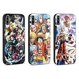 3 Pièces Coque pour Samsung Galaxy A50/A30S/A50s 6.4'' avec Anime Dragon Ball et One Piece Luffy Zoro et Demon Slayer Tanjirou Nezuko Anime Covers, Antichoc TPU Noir Housse Case pour Samsung A50s, 2