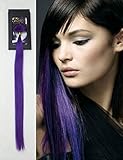 Luwigs Purple 100% Human Virgin Hair Clip In Hair Extensions 18inches Straight Highlights Colored Hair Streak Hairpieces No Short Hair 5pcs/set (18 inches, Purple)