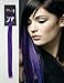 Luwigs Purple 100% Human Virgin Hair Clip In Hair Extensions 18inches Straight Highlights Colored Hair Streak Hairpieces No Short Hair 5pcs/set (18 inches, Purple)