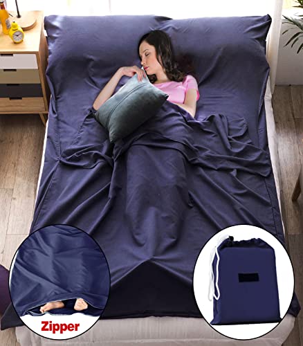 JUISEE Sleeping Bag Liner Ultralight Travel Sheet Dirt-Proof Travel Camping Sheet Sleeping Sheet Hotel Sheet for Outdoor Travel Hiking Hotels Picnics - Thumbnail 2
