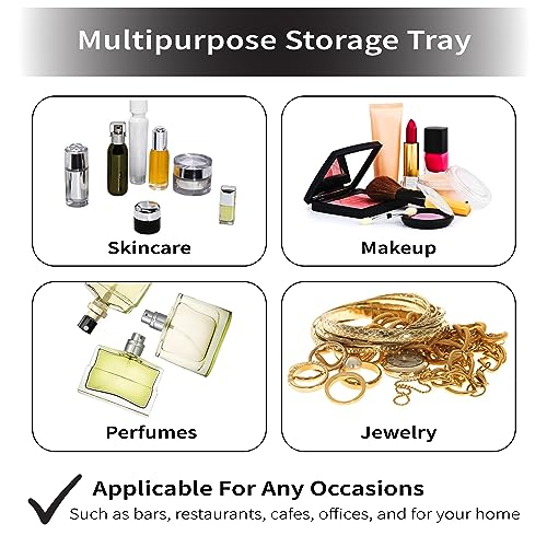 Home Details Rounded Mirrored Vanity Tray | Dimensions : 12.99" L x 12.99" W x 2.05" H | Glass Base | Great for Cosmetics | Jewelry | Toiletries | Organization | Stain Gold by Home Details - Image 3