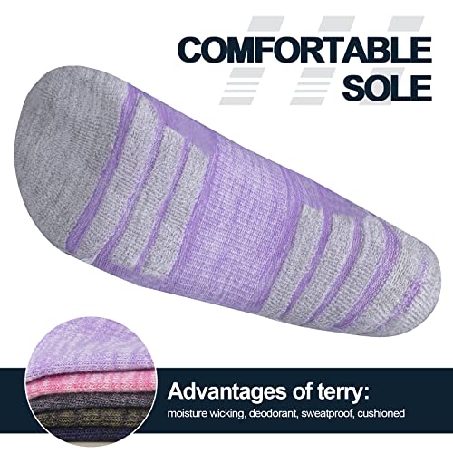 Womens Socks Moisture Wicking Cushioned Crew Socks For Women, Performance Gym Tennis Training Athletic Socks, 5 Pairs2