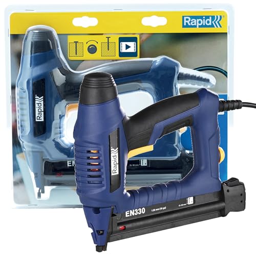 Rapid EN330 - Cloueuse Électrique pour Pointes N°8 (15-30mm), Déclenchement Instantané, Réservoir à Bouton-Pression, Cloueur de Finition pour Travaux de Menuiserie et de Décoration (5001386)