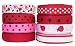 HipGirl Monochrome Eiffle Tower I Love Paris Grosgrain Ribbon (60yd(12x5yd) 3/8" Grosgrain Ribbon-Red)-Color May Vary--a017