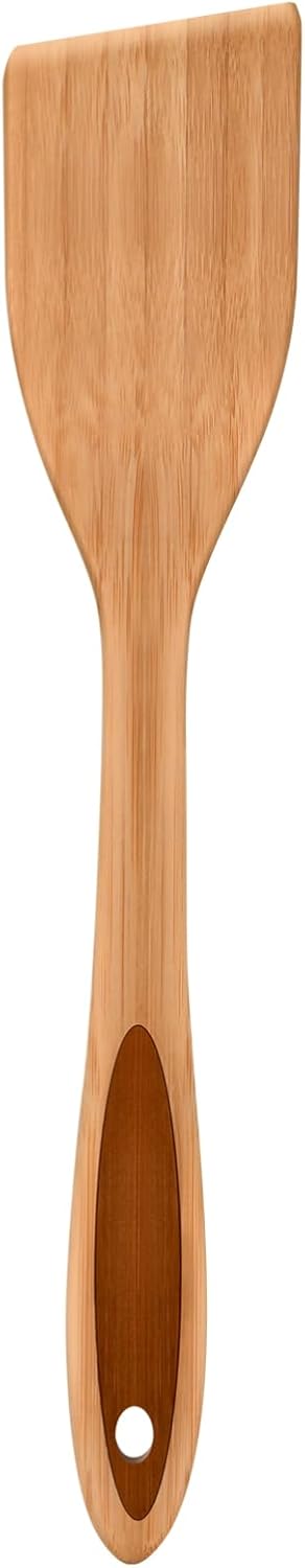 12" inch Bamboo Spatula Turner, Solid Kitchen Spatula Turner, Egg Scraper, Wood Cooking Utensil, Kitchen Spatulas for Baking, Flipping, Serving, Scraping & Turning.