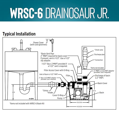 Little Giant WRSC-6 115-Volt, 1/3 HP, 2760 GPH Compact Under Sink Drainosaur Automatic Sump Pump/Basin System with 10-Ft. Cord, Black/Blue, 506065 by Little Giant - Image 7