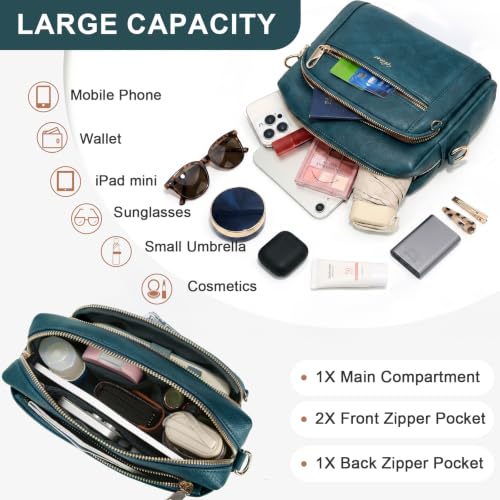Image of Small Leather Crossbody Bags for Women Anti theft Purses and Handbag Shoulder Hangbag with Wide Strap Tassel