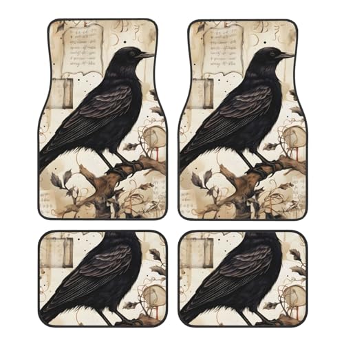 4-Piece Universal Car Floor Mats with Retro Wall Branches