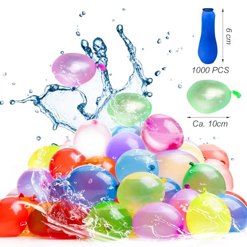 Tigvio 1000 Stück Wasserbomben, Wasserballons Set, Bunt Wasserbomben Wiederverwendbar, Wasserbomben Luftballons, Mini Luftballons für Kinder Wasserspiele Sommer Draussen Party Sommergeschenk