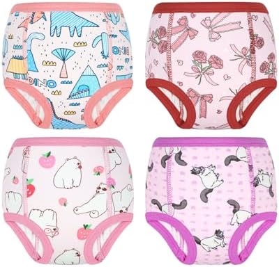 MOEMOE BABY Potty Training Pants 4 Pack Absorbent Training Underwear Soft Cotton Pee Pants for Toddler Boys & Girls (2T-6T)