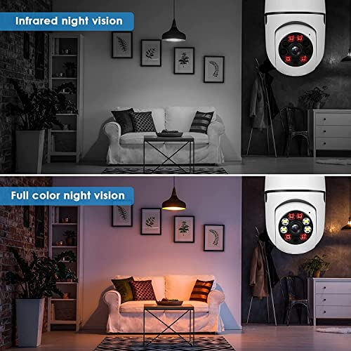 Câmera de lâmpada de 360 graus WiFi ao ar livre, câmera de lâmpada WiFi de 2,4 GHz e 5 GHz, câmera d