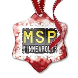NEONBLOND Christmas Ornament MSP Airport Code for Minneapolis, red