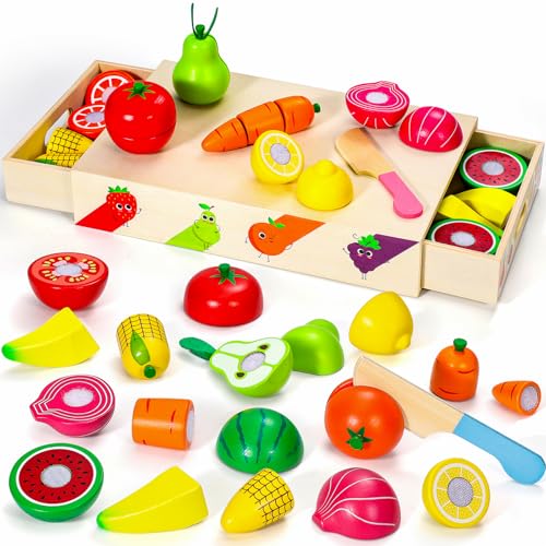 Subtail Frutas y Verduras Juguete Madera - Juguetes Montessori Ni...