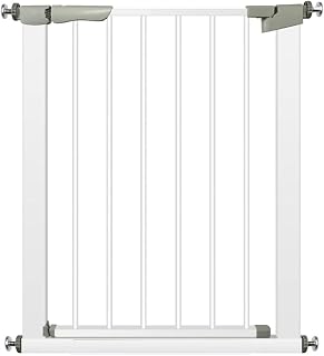 Baby Gate Extra Wide Pressure Mounted Walk Thru Auto Close Pet Dog Gate for Stairs Doorways House (White, 24.8-27.5'' Wide)