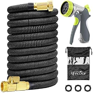 lifecolor 100FT Expandable Garden Hose, Lightweight Expanding Water Hose with Double Latex Core