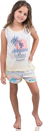 Prestigez Girls 2 Piece Pajama and Lounge Set, Tank and Shorts, Kids Sizes 4-16