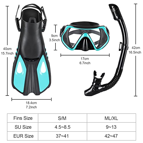 Adult Men Women Snorkeling Gear, 5 In 1 Panoramic Diving Mask Dry Snorkeling Set, Anti-Fog And Leak-Proof, With Mesh Bag For Swimming, Snorkeling（S/M） #TOP5