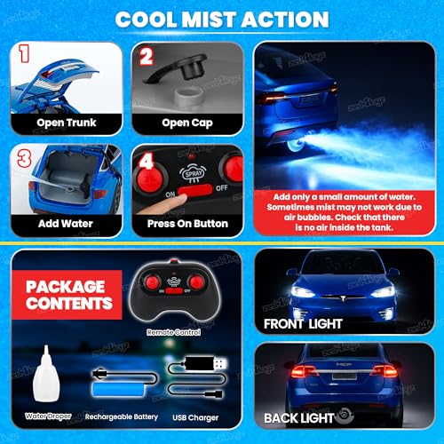 Image of Zest 4 Toyz Remote Control Car Toy for Kids Adults | Collectible 1:22 Realistic Interiors Die Cast Metal Car | Mist Spray Action High Speed 35+ft Range 2.4GHz Remote Rechargeable RC Car Birthday Gift