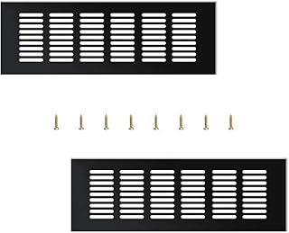 DMZK 2 Pieces Air Vent Grille Cover Outdoor Air Grille, Aluminum Adjustable Air Grille Ventilation Cover for Cupboard Wardrobe Ventilation, Black