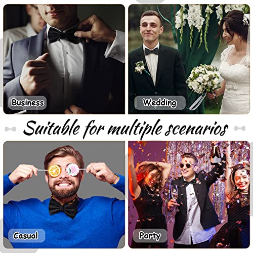 Image of Geyoga 2 Packs Bow Ties for Men Bow Ties Boys Bow Tie Costume Bow Ties Solid Clip on Bow Tie for Wedding Party