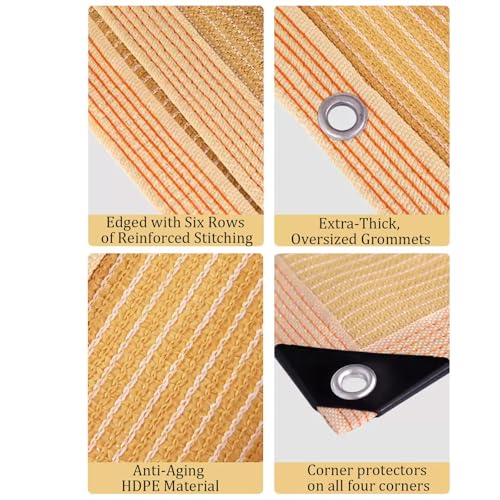 Filet d'ombrage avec œillets beige 3x4m en HDPE résistant - 4