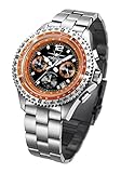 FIREFOX Fighter FFS05-107 schwarz/orange Chronograph Herrenuhr Armbanduhr massiv Edelstahl Sicherheitsfaltschließe 10 ATM Prüfdruck