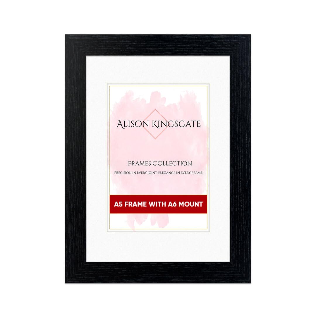 Alison Kingsgate A5 BLACK Picture Frame with Mount for A6 Photos