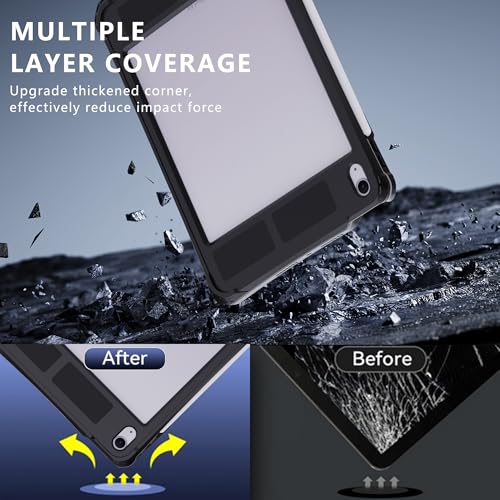 MRUOZRUI Waterproof Tablet Case for iPad Air 11inch 6th M2 2024/ 7th M3 2025, 8th M4 2026 5/4 10.9inch, Built-in Screen Protector Pencil Holder, Fit with Magic Keyboard, Strap Kickstand, Black & Grey by MRUOZRUI - Image 2