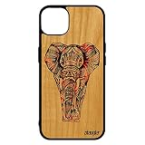utaupia Cover in legno Elephant per Apple iPhone 14 in silicone tribale rosso azteco regalo di Natale uomo etnico 256 GB di protezione vera